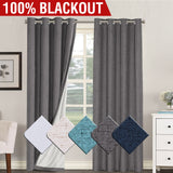 2x 100% Blackout Curtains Pair Rich Linen Textured Curtain Draperies for Bedroom