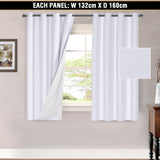 2x 100% Blackout Curtains Pair Rich Linen Textured Curtain Draperies for Bedroom