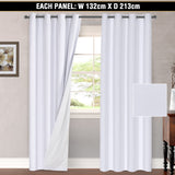 2x 100% Blackout Curtains Pair Rich Linen Textured Curtain Draperies for Bedroom