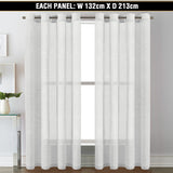 2x Linen Sheer Curtains Living Room Curtains Pair Eyelet Privacy Linen Draperies