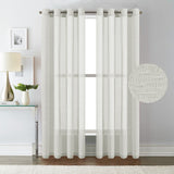 Linen Sheer Curtains/Window Treatments Nickel Grommet Panel Draperies for Living Room, Multi Colour and Size