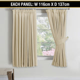 2x Blockout Curtains Blackout Curtain Pair Pencil Pleat Draperies with Tie Backs