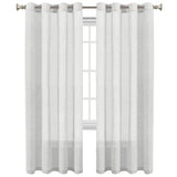 2x Linen Sheer Curtains Living Room Curtains Pair Eyelet Privacy Linen Draperies