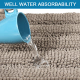 Extra Thick Soft Striped Shaggy Chenille Bath Rugs Mats for Bathroom and Kitchen