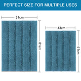 Extra Thick Soft Striped Shaggy Chenille Bath Rugs Mats for Bathroom and Kitchen