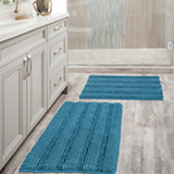 Extra Thick Soft Striped Shaggy Chenille Bath Rugs Mats for Bathroom and Kitchen