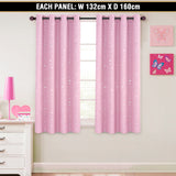 1x Blackout Curtains for Kids Glitter Star Kids Curtains Blockout, Sold Single