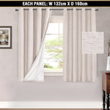 2x 100% Blackout Curtains Pair Rich Linen Textured Curtain Draperies for Bedroom