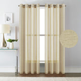 Linen Sheer Curtains/Window Treatments Nickel Grommet Panel Draperies for Living Room, Multi Colour and Size