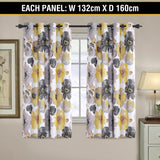 2x Blockout Floral Curtains Eyelet Blackout Curtain Draperies for Living Bedroom