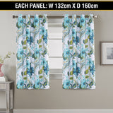 2x Blockout Floral Curtains Eyelet Blackout Curtain Draperies for Living Bedroom