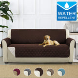 Sofa Protectors Waterproof from Pets/Dogs/Kids Sofa Covers 3 Seater Couch Covers Soft Quilted Furniture Protector with Non Slip Strap | 3 Seater Sofa, Checked Pattern, Reversible Brown/Beige