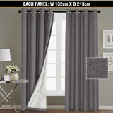 100% Blockout Curtains Pair Rich Linen Textured Full Blackout Curtain Draperies