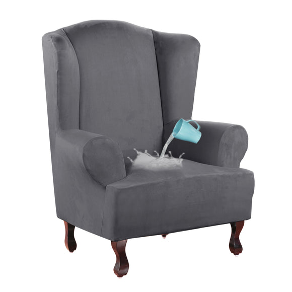 Stretch Wing Chair Cover Velvet Plush Water Repellent Suede Fabric Slipcovers