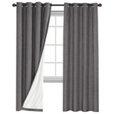 2x 100% Blackout Curtains Pair Rich Linen Textured Curtain Draperies for Bedroom