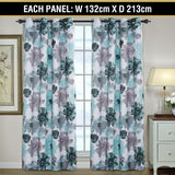 2x Blockout Floral Curtains Eyelet Blackout Curtain Draperies for Living Bedroom