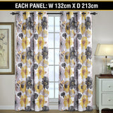 2x Blockout Floral Curtains Eyelet Blackout Curtain Draperies for Living Bedroom