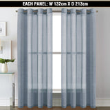 2x Linen Sheer Curtains Living Room Curtains Pair Eyelet Privacy Linen Draperies