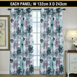 2x Blockout Floral Curtains Eyelet Blackout Curtain Draperies for Living Bedroom