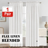 2x Natural Linen Blended Airy Curtains for Living Room Home Decor Soft Rich Material Light Reducing Bedroom Drape Panels