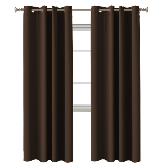 2 x Blockout Curtains Blackout Bedroom Curtain Draperies Eyelet ,Brown