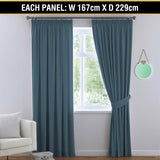 2x Blockout Curtains Blackout Curtain Pair Pencil Pleat Draperies with Tie Backs