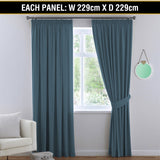 2x Blockout Curtains Blackout Curtain Pair Pencil Pleat Draperies with Tie Backs