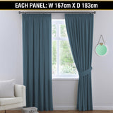 2x Blockout Curtains Blackout Curtain Pair Pencil Pleat Draperies with Tie Backs