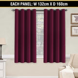 2X Blockout Curtains Blackout Window Curtain Draperies Pair Eyelet for Bedroom