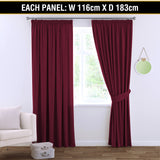 2x Blockout Curtains Blackout Curtain Pair Pencil Pleat Draperies with Tie Backs