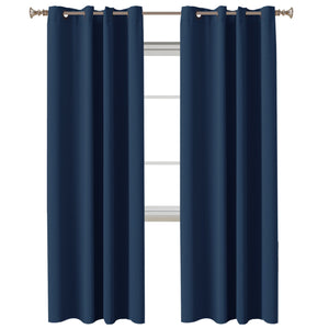 2 x Blockout Curtains Blackout Bedroom Curtain Draperies Eyelet ,Navy