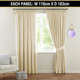 2x Blockout Curtains Blackout Curtain Pair Pencil Pleat Draperies with Tie Backs