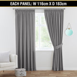 2x Blockout Curtains Blackout Curtain Pair Pencil Pleat Draperies with Tie Backs