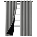 2x 100% Blackout Curtains Thermal Insulated Heat and Full Light with Black Liner