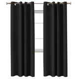 2 x Blockout Curtains Blackout Bedroom Curtain Draperies Eyelet ,Black