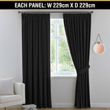 2x Blockout Curtains Blackout Curtain Pair Pencil Pleat Draperies with Tie Backs