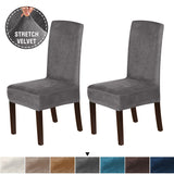 2x Velvet Dining Chair Cover Stretch Chair Covers for Dining Room Chair Slipcovers Chair Protectors Covers