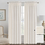 2x Natural Linen Curtains for Living Light Filtering Luxury Privacy Added Drapes