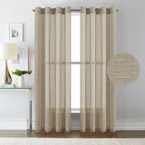 Linen Sheer Curtains/Window Treatments Nickel Grommet Panel Draperies for Living Room, Multi Colour and Size