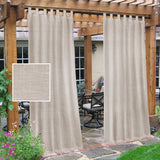 2x Outdoor Linen Sheer Curtains for Patio Divider Detachable Self-Stick Tab Top