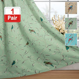 Blockout Curtains Living Room Birds Printed Vintage Curtain Draperies Thick Soft