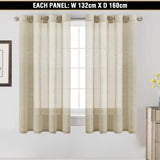 2x Linen Sheer Curtains Living Room Curtains Pair Eyelet Privacy Linen Draperies