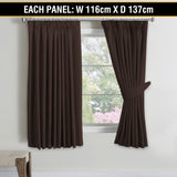 2x Blockout Curtains Blackout Curtain Pair Pencil Pleat Draperies with Tie Backs