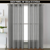 2x Linen Sheer Curtains Living Room Curtains Pair Eyelet Privacy Linen Draperies