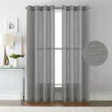 Linen Sheer Curtains/Window Treatments Nickel Grommet Panel Draperies for Living Room, Multi Colour and Size