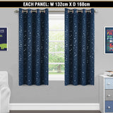 1x Blackout Curtains for Kids Glitter Star Kids Curtains Blockout, Sold Single