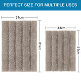 Extra Thick Soft Striped Shaggy Chenille Bath Rugs Mats for Bathroom and Kitchen