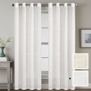 2x Natural Linen Curtains for Living Light Filtering Luxury Privacy Added Drapes