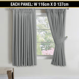 2x Blockout Curtains Blackout Curtain Pair Pencil Pleat Draperies with Tie Backs