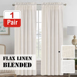 2x Natural Linen Blended Airy Curtains for Living Room Home Decor Soft Rich Material Light Reducing Bedroom Drape Panels